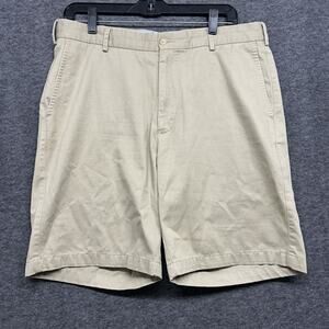 PETER MILLAR Mens SZ 35W Flat Front Khaki‎ CHINO Crown Sports Golf Active Shorts
